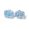 UV Plating Rainbow Iridescent Acrylic Flower Beads X-PACR-M003-10-3