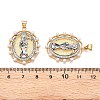 Brass Micro Pave Cubic Zirconia with ABS Imitation Pearl Pendants KK-T070-19G-3
