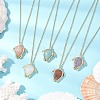 Turtle Faceted Natural Mixed Gemstone Pendant 304 Stainless Steel Cable Chain Necklaces for Women NJEW-JN05289-1