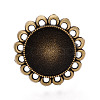 Adjustable Flower Alloy & Iron Bezel Cup Ring Base with Rotatable Tray MAK-T012-08AB-2