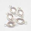 Oval Faceted Silver Color Plated Brass Glass Links connectors GLAA-O014-02S-1