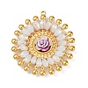 304 Stainless Steel and Resin Flower Pendants STAS-R170-03G-03-1