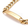 PVD Vacuum Plating 201 Stainless Steel Rectangle Link Bracelet with Curb chains for Men Women STAS-E160-26G-2