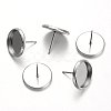 Tarnish Resistant Flat Round Stainless Steel Stud Earring Settings X-STAS-M227-12mm-1