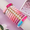 10Pcs 10 Style Handmade Polymer Clay Heishi Beaded Stretch Bracelets Set with Heart BJEW-SW00036-02-3