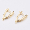 Brass Micro Pave Cubic Zirconia Hoop Earring Findings with Latch Back Closure ZIRC-K075-30G-2