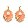 304 Stainless Steel & Enamel & ABS Imitation Pearl Pendants STAS-T072-91A-G-1