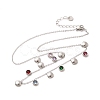 304 Stainless Steel Colorful Cubic Zirconia Flat Round & Shell Shaped Bib Necklaces for Women NJEW-U031-08P-01-2