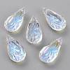 Embossed Glass Rhinestone Pendants GLAA-J101-06B-001SI-1