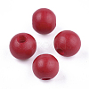 Painted Natural Wood Beads WOOD-S049-05F-1