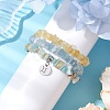3Pcs 3 Styles Natural Citrine & Flower Amazonite & Aquamarine Aventurine Chips Stretch Bracelets Sets BJEW-JB11076-05-3