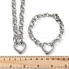 Tarnish Resistant 304 Stainless Steel Cross Rolo Chain Jewelry Sets SJEW-A077-02P-4