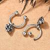 Rose Flower 316 Surgical Stainless Steel Dangle Half Hoop Earrings for Women EJEW-G416-45AS-3