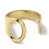 Real 18K Gold Plated 304 Stainless Steel Initial Letter Open Cuff Ring RJEW-H215-09G-02-2