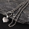 Tarnish Resistant Valentine's Day Heart 304 Stainless Steel Lariat Necklaces NJEW-JN01484-1