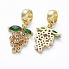 Brass Micro Pave Cubic Zirconia European Dangle Charms ZIRC-F074-05G-2