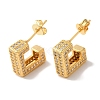 Square Box Design Brass Micro Pave Clear Cubic Zirconia Stud Earrings for Women EJEW-A110-07G-2