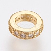 Brass Micro Pave Cubic Zirconia Rondelle Wheel European Beads LS-ZIRC-F083-094G-RS-1