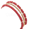 3Pcs 3 Style Natural Pearl & Glass & Acrylic Word Stretch Bracelets Set BJEW-TA00319-3
