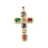 Golden Brass Micro Pave Random Color Cubic Zirconia Pendants KK-A209-07D-G-1