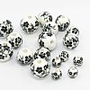 Floral Printed Porcelain Beads Strands PORC-Q201-6-12mm-5-1