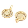 Brass Pave Cubic Zirconia Pendants KK-U009-10D-G-2