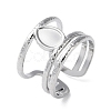Non-Tarnish 304 Stainless Steel Open Cuff Ring Components X-STAS-Q308-06P-1