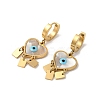 Natural Shell Enamel Heart with Evil Eye Chandelier Earrings EJEW-E293-02G-1