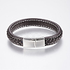 Braided Leather Cord Bracelets BJEW-H561-07F-2