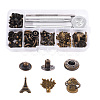 18 Sets Eiffel Tower & Tree & Mushroom Brass Leather Snap Buttons Fastener Kits SNAP-YW0001-07AB-1