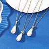 White Teardrop Shell Pearl Pendant 304 Stainless Steel Cable Chain Necklaces for Women NJEW-JN05968-1