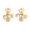 Brass Micro Pave Clear Cubic Zirconia and Enamel European Dangle Charms KK-T079-73G-1