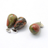 Teardrop Natural Unakite Pendants X-G-Q435-23-2