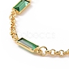 Rectangle Cubic Zirconia Chain Bracelets BJEW-G654-02G-03-2