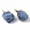 Dyed Natural White Jade Wire Wrapped Pendants G-N326-15-3