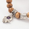 Wood Beaded Stretch Bracelets BJEW-JB02126-3