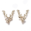 Brass Micro Pave Clear Cubic Zirconia Pendants ZIRC-I030-13G-2