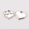 Wedding Theme Antique Silver Tone Tibetan Style Heart with Page Boy Rhinestone Charms TIBEP-N005-14D-1