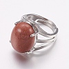 Natural & Synthetic Gemstone Wide Band Finger Rings RJEW-K224-A-2