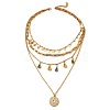 Teardrop Disc Alloy with Colorful Rhinestone Pendant Multi Layered Necklaces for Women FS-WG832B2-01-5
