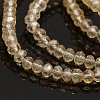 Pearl Luster Plated Faceted Rondelle Glass Beads Strands GLAA-A024C-PL05-1