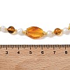 Gradient Color Natural Amber Rhombus & Round Glass & Natural Pearl Beaded Necklaces with 304 Stainless Steel End Chains NJEW-JN06047-4