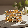 8Pcs 8 Styles Brass Round Beads Stretch Bracelets & Beaded Bracelets for Women HH7054-1-2