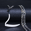201 Stainless Steel Grim Reape Scythe Pendant Necklaces NJEW-H065-22P-1