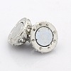 Round Alloy Magnetic Clasps with Loops PALLOY-P076-02-3
