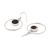 Natural Obsidian Flat Round Dangle Earrings EJEW-Z024-11D-P-2