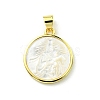 Rack Plating Brass Pave Natural Shell Pendants KK-A204-01B-04G-1