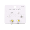 Brass Cubic Zirconia Ear Studs EJEW-S218-02P-1