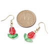 Tulip Flower Lampwork Dangle Earrings EJEW-JE05526-2