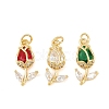 Brass Micro Pave Clear Cubic Zirconia Pendants KK-F931-13G-1